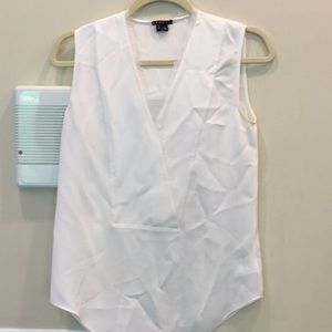 Theory White Silk Top with Fringe Detail